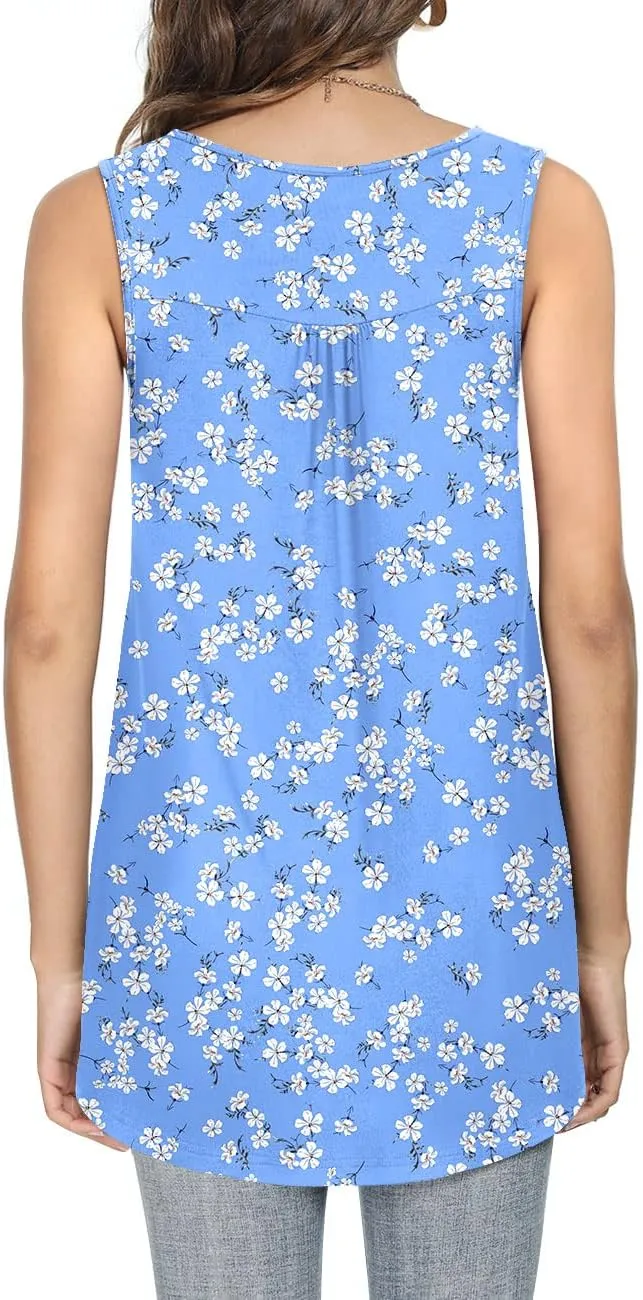Aodemo Womens 2025 Summer Tank Tops Sleeveless Shirts Henley Tunic Ladies Flowy Casual Blouse for Leggings