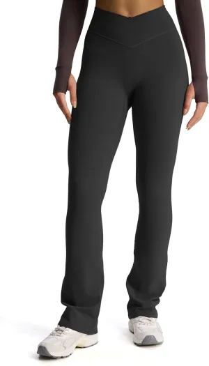 Aoxjox Flare Leggings for Women Trinity Tummy Control High Waisted Wide Leg Crosswaist Yoga Pants 29"/31"/33"