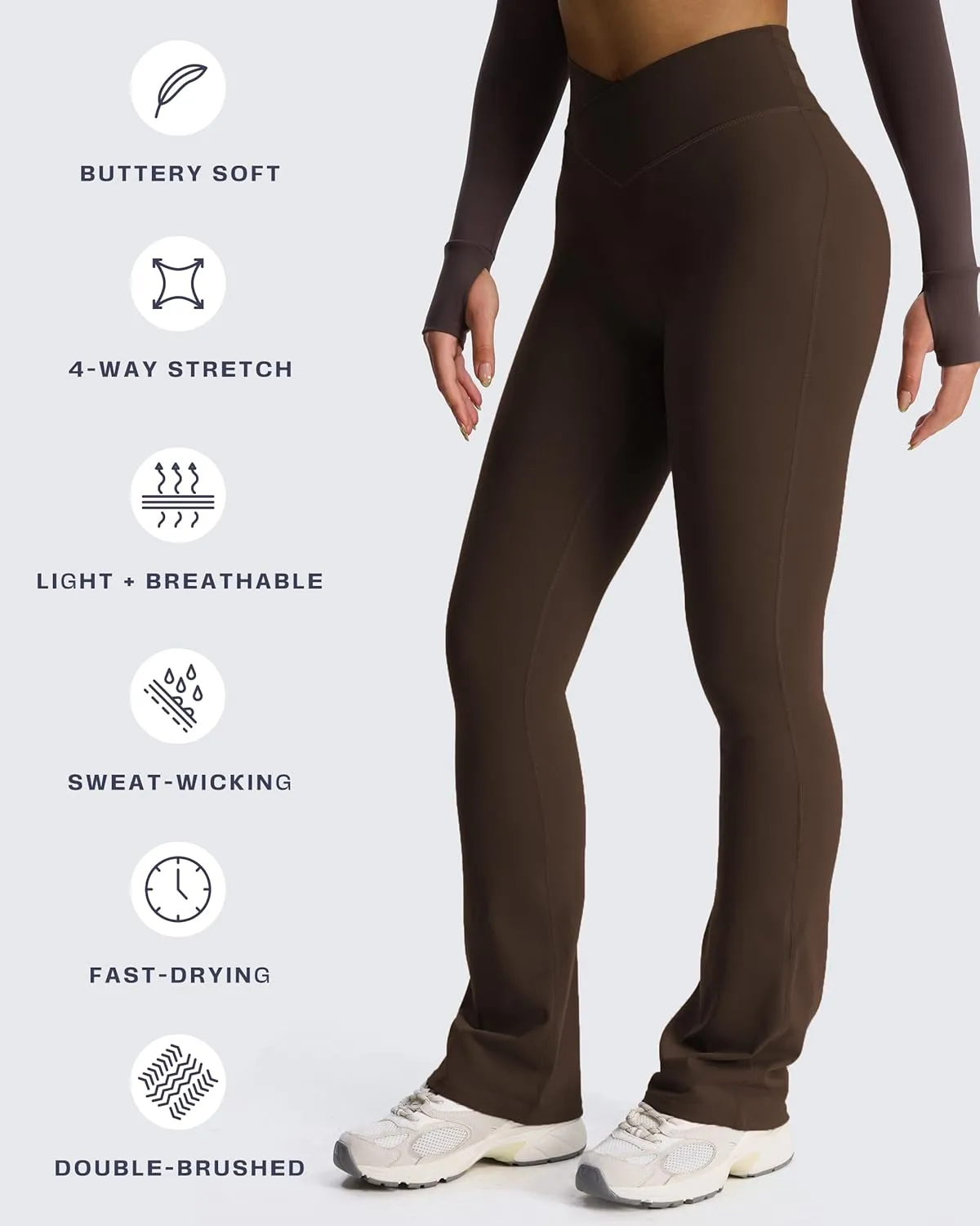 Aoxjox Flare Leggings for Women Trinity Tummy Control High Waisted Wide Leg Crosswaist Yoga Pants 29"/31"/33"