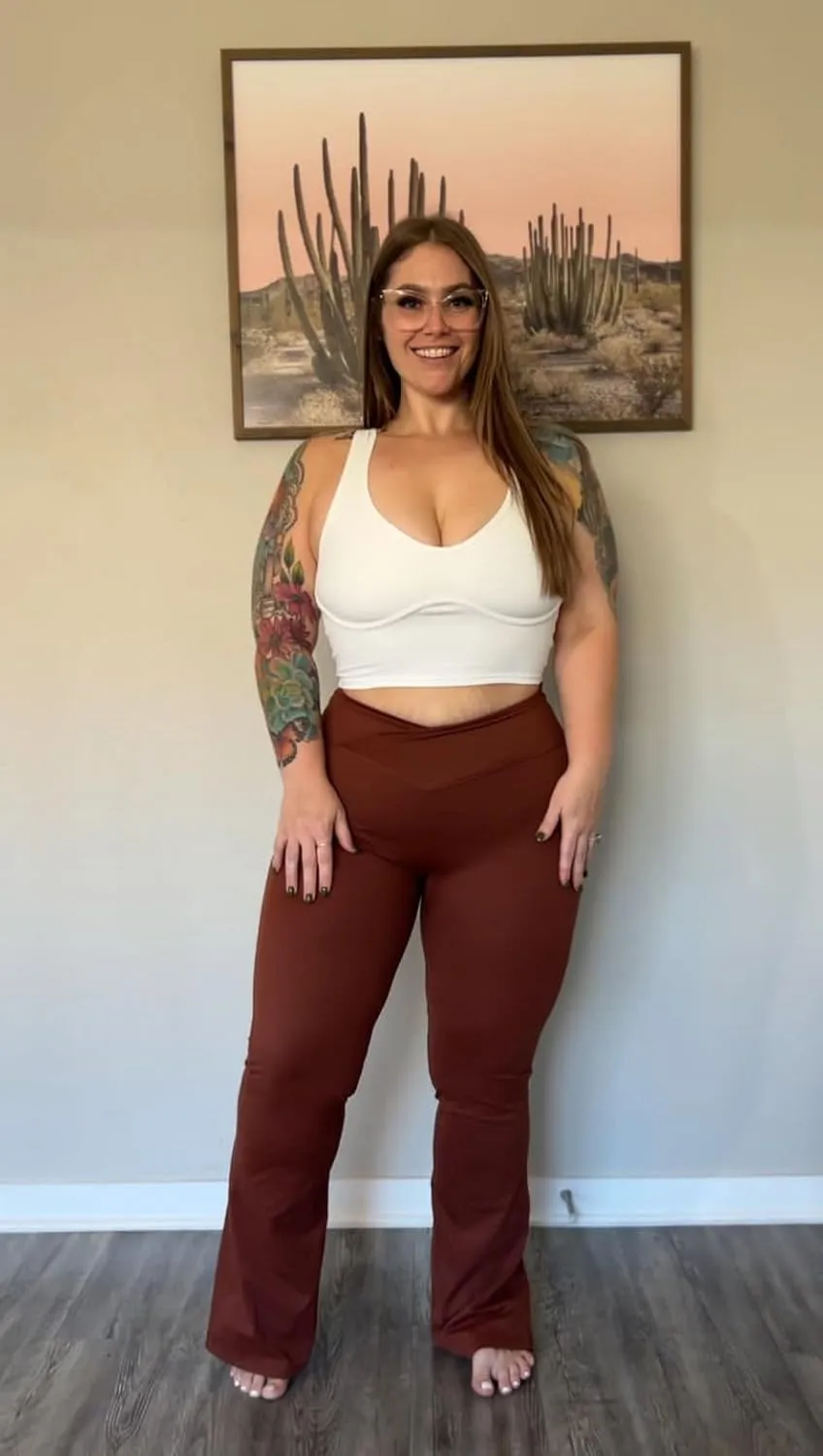 Aoxjox Flare Leggings for Women Trinity Tummy Control High Waisted Wide Leg Crosswaist Yoga Pants 29"/31"/33"