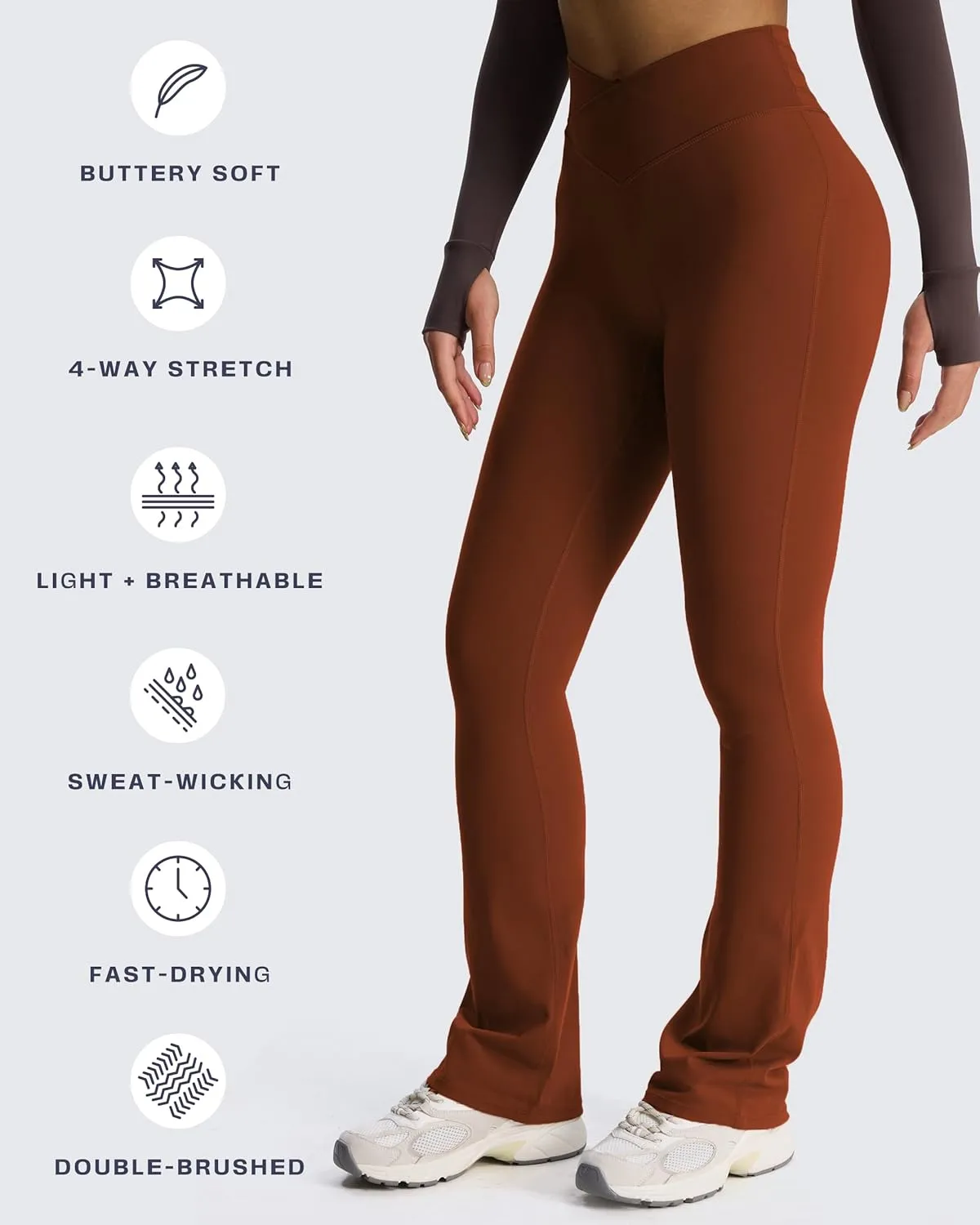 Aoxjox Flare Leggings for Women Trinity Tummy Control High Waisted Wide Leg Crosswaist Yoga Pants 29"/31"/33"