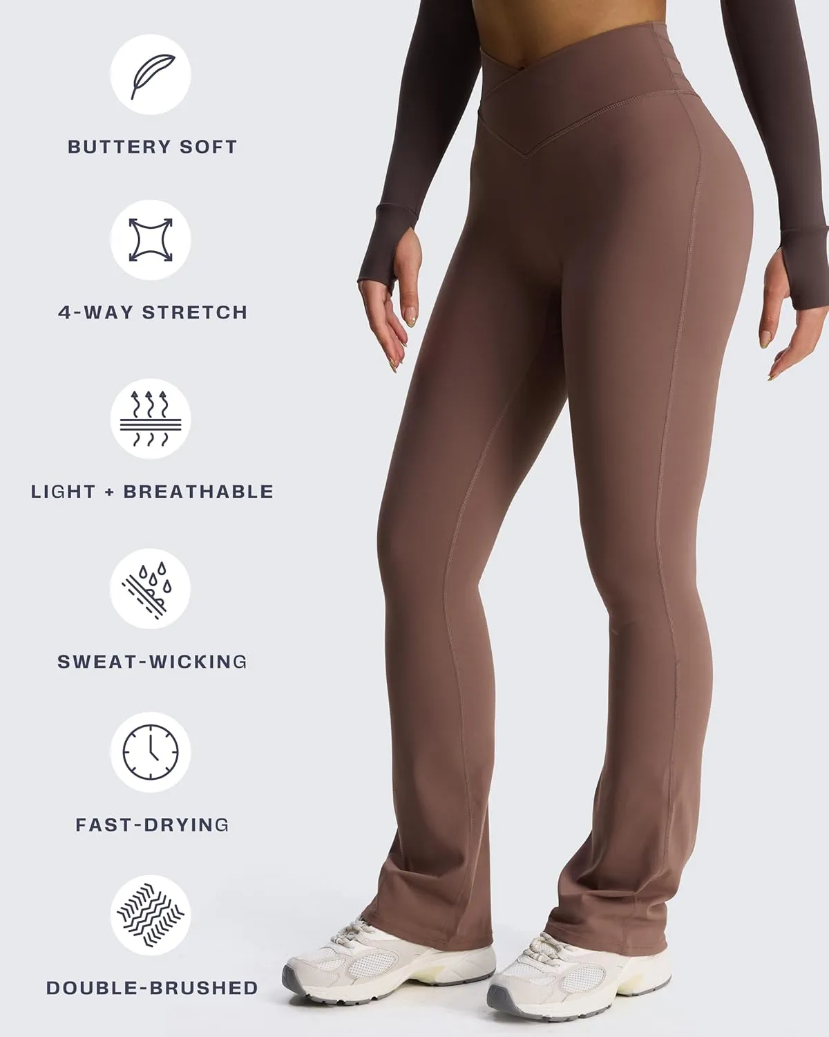 Aoxjox Flare Leggings for Women Trinity Tummy Control High Waisted Wide Leg Crosswaist Yoga Pants 29"/31"/33"