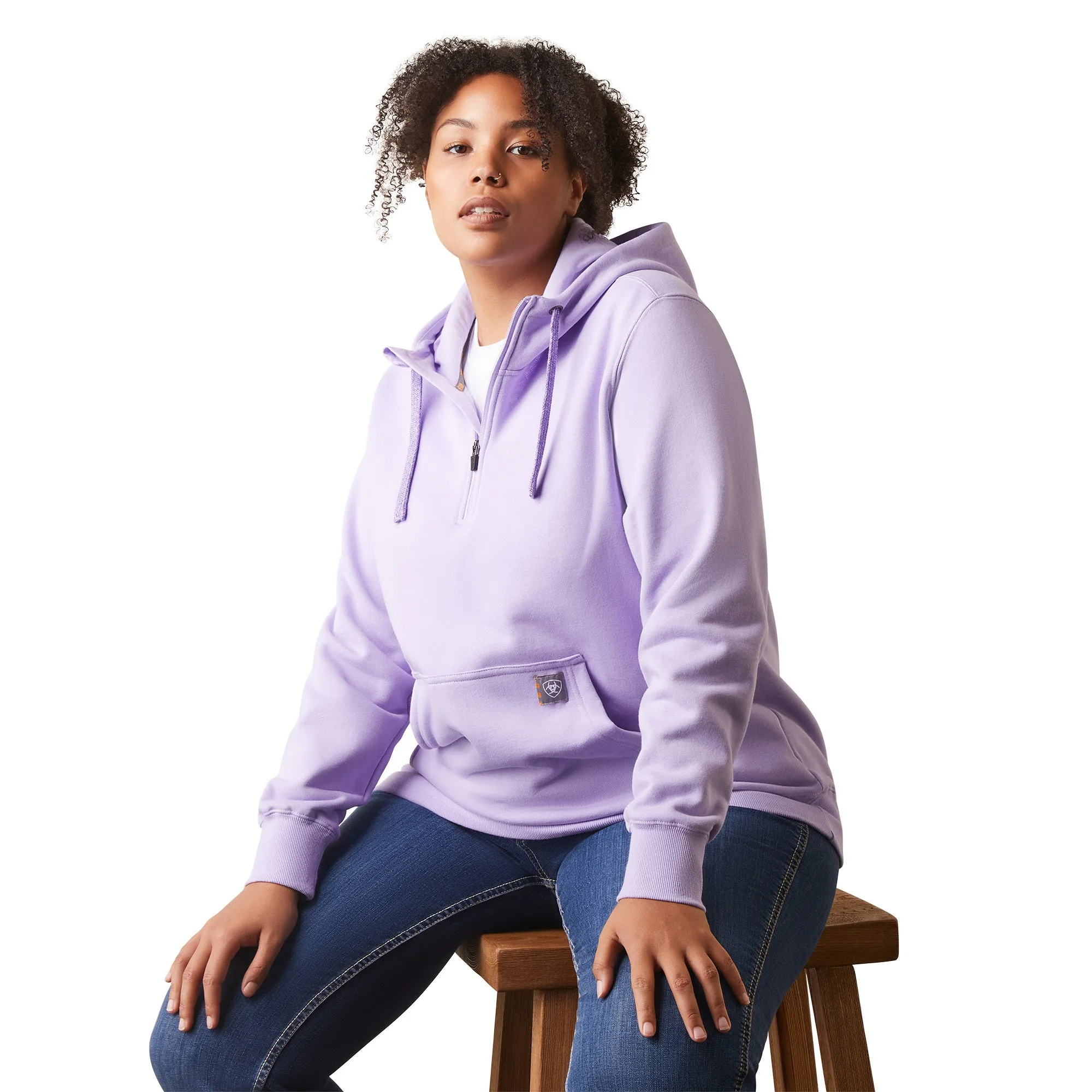 Ariat® Ladies Rebar Skill Set Lavender Heather 1/2 Zip Hoodie 10043547
