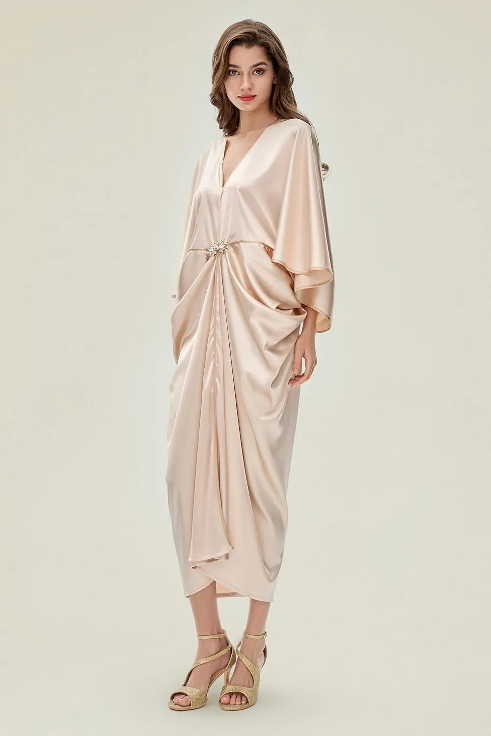 BABEYOND 1920s Dresses for Women - Hollywood Style Dress Great Gatsby Evening Gown with Outfit Batwing Sleeves Art Deco Coat