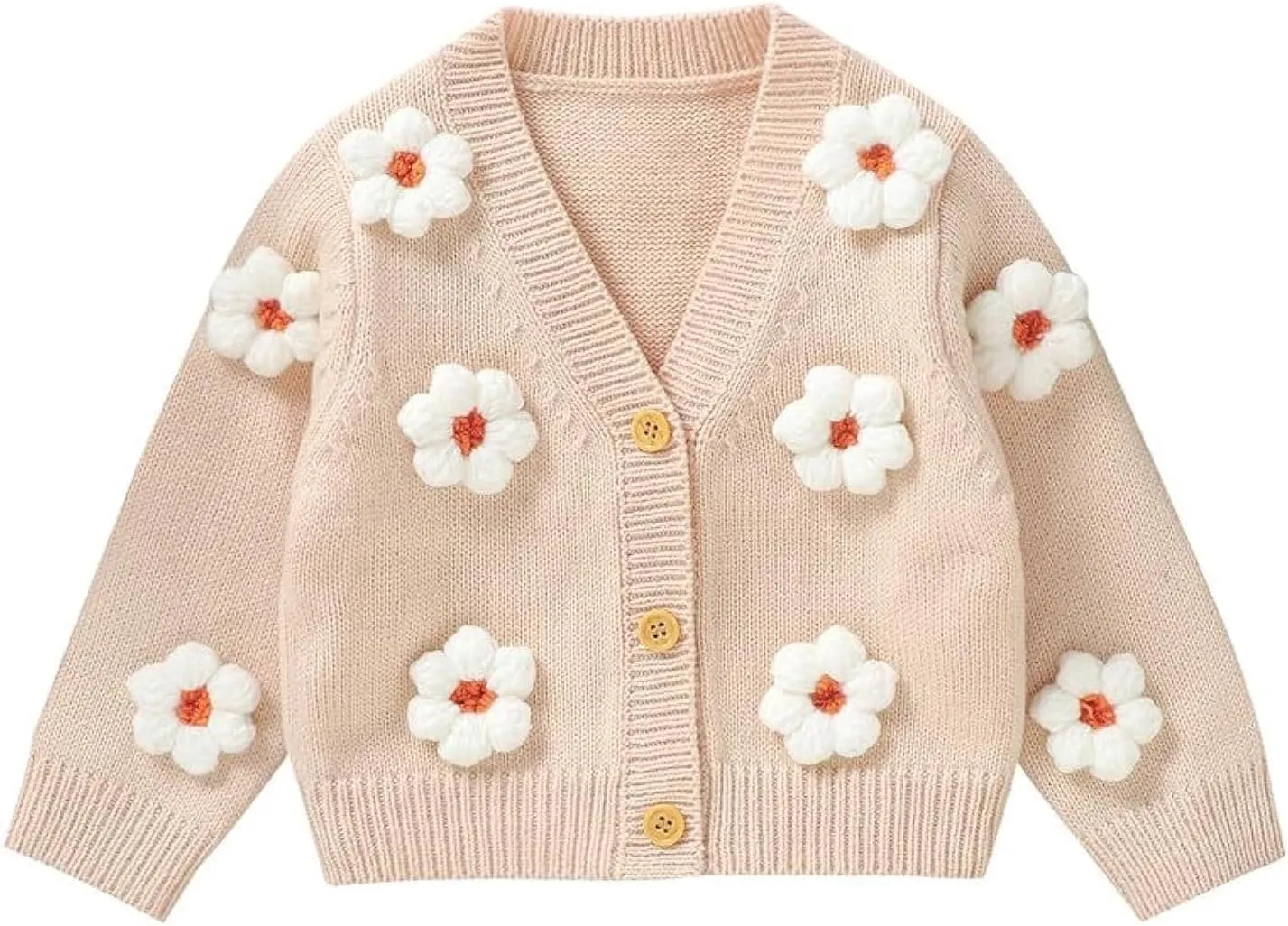 Baby Girl Cardigan Sweater Toddler Knit V-Neck Button Long Sleeve Outwear Fall Winter Clothes