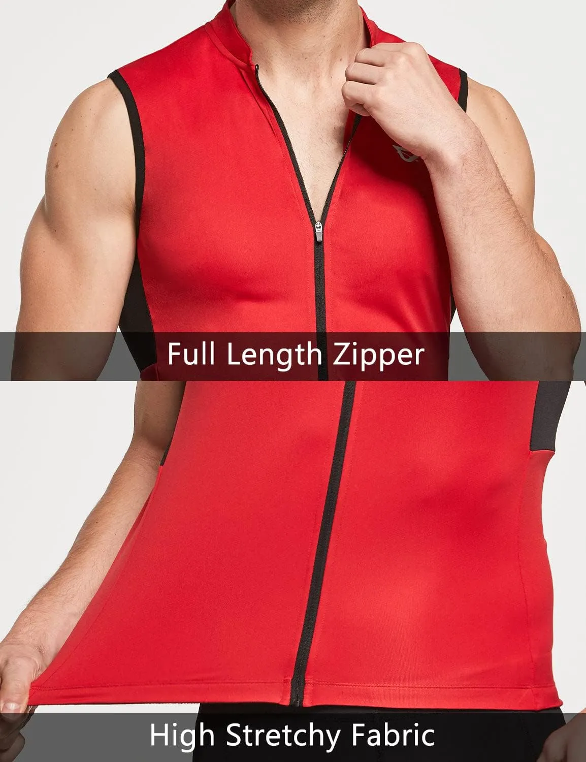 baleaf Men's Sleeveless Cycling Jersey Road Bike Shirt Bicycle Biking Tank Tops Full Zip Pockets SPF UPF50 