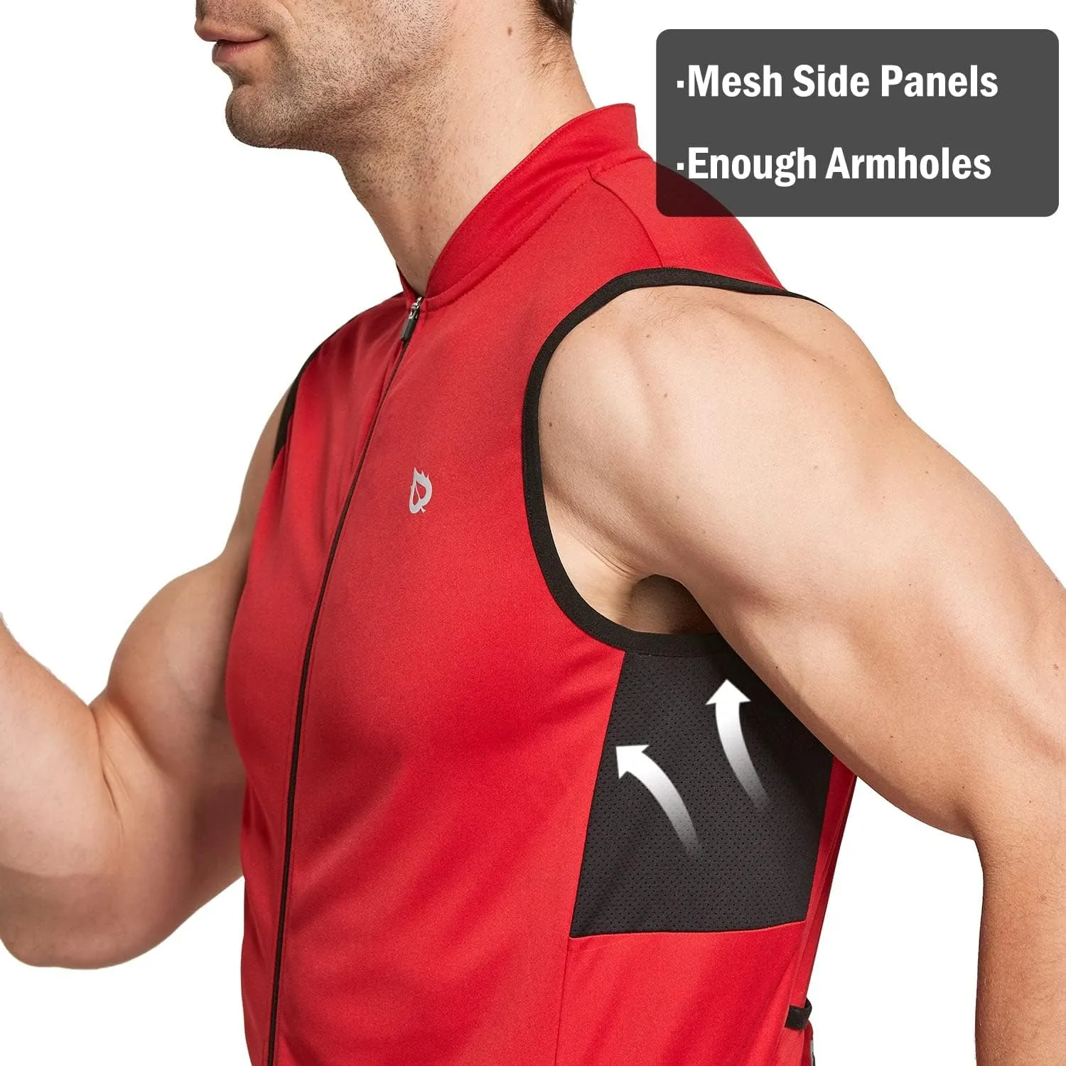 baleaf Men's Sleeveless Cycling Jersey Road Bike Shirt Bicycle Biking Tank Tops Full Zip Pockets SPF UPF50 
