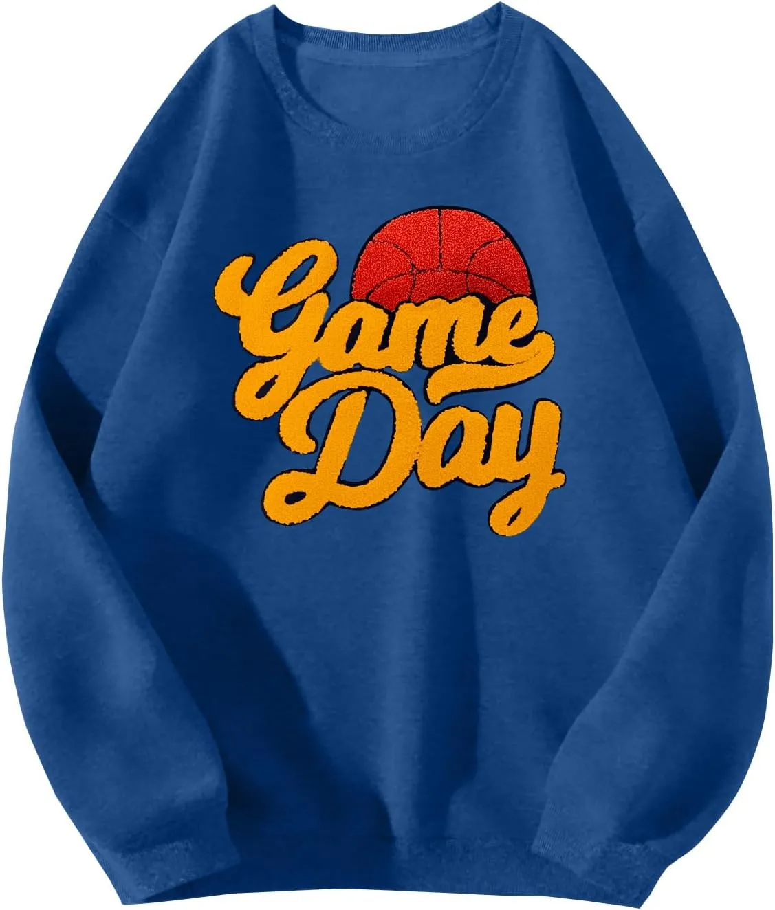 Basketball Game Day Sweatshirt for Women Game Day Chenille Patch Shirts Basketball Graphic Long Sleeve Tops