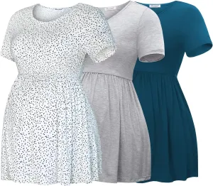 Bearsland Maternity Tops Short Sleeve Scoop Neck Breastfeeding Shirt Pregnancy Clothes