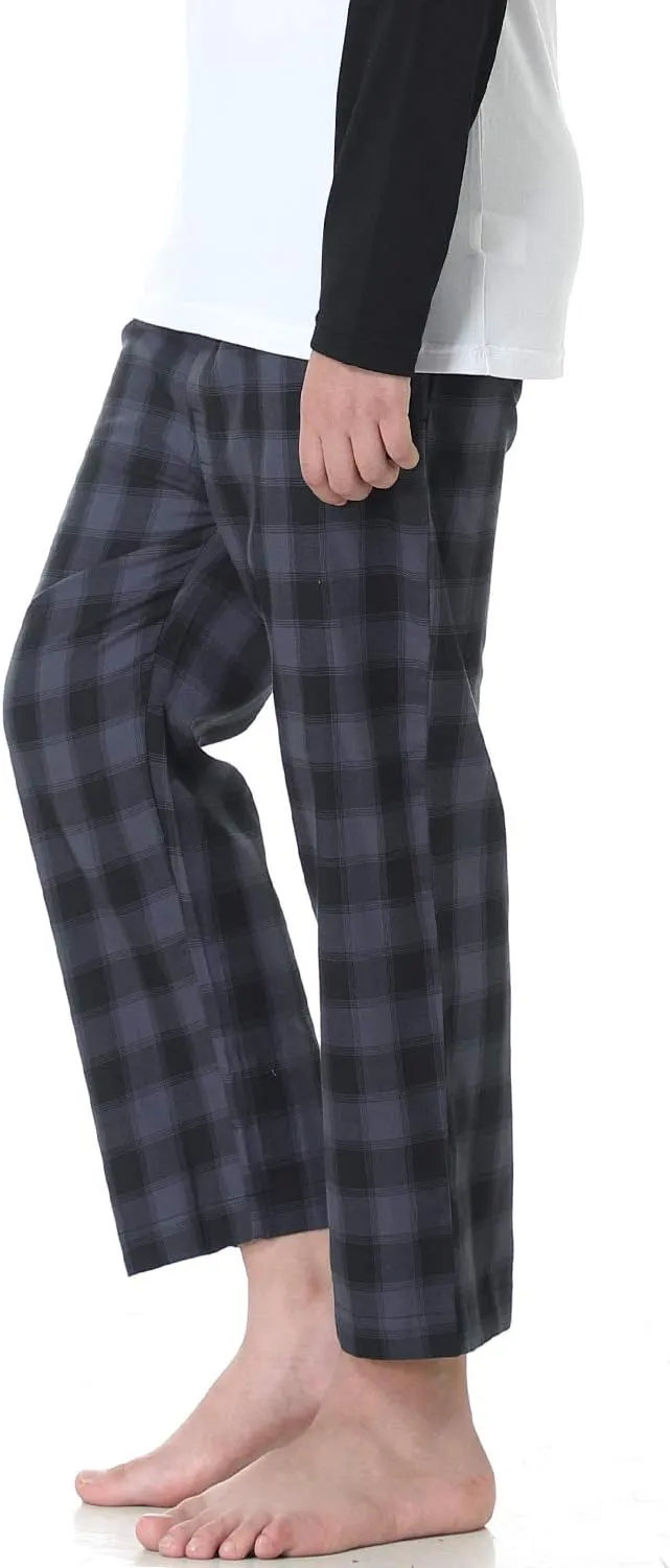 Big Boy's Cotton Plaid Pajama Pants Lounge Long Pants Loose Size 8 10 12 14 16
