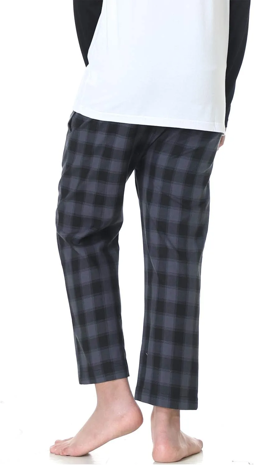 Big Boy's Cotton Plaid Pajama Pants Lounge Long Pants Loose Size 8 10 12 14 16