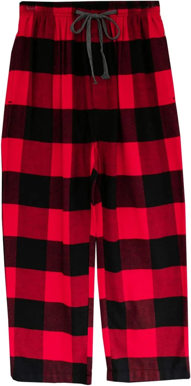 Big Boy's Cotton Plaid Pajama Pants Lounge Long Pants Loose Size 8 10 12 14 16