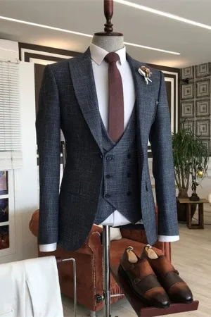 Black Peaked Lapel Three Pieces Formal Business Suits Slim Fit Prom Suits
