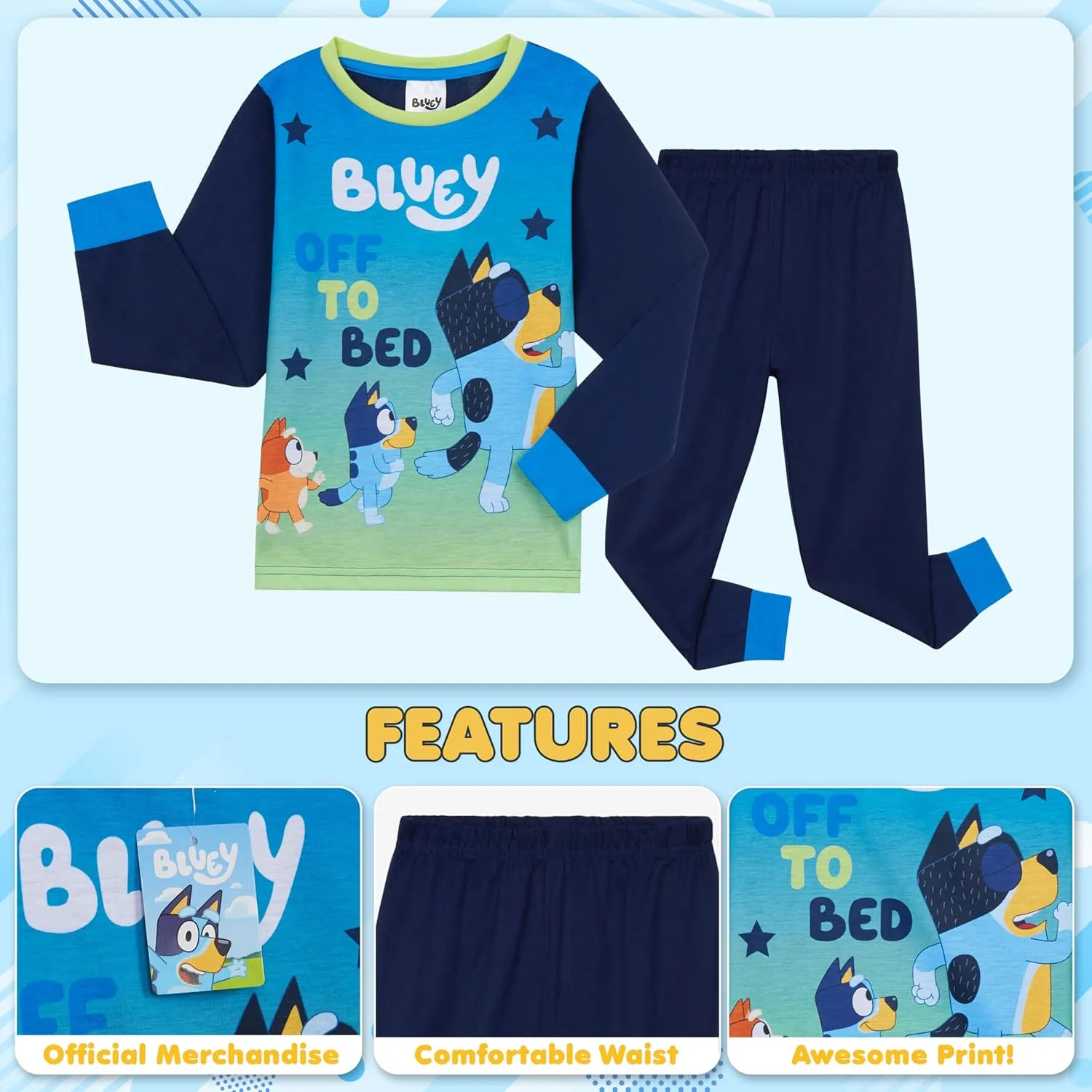 Bluey Boys Long Sleeve Pajama Set, Sleepwear Pajamas For Kids - Gifts For Boys