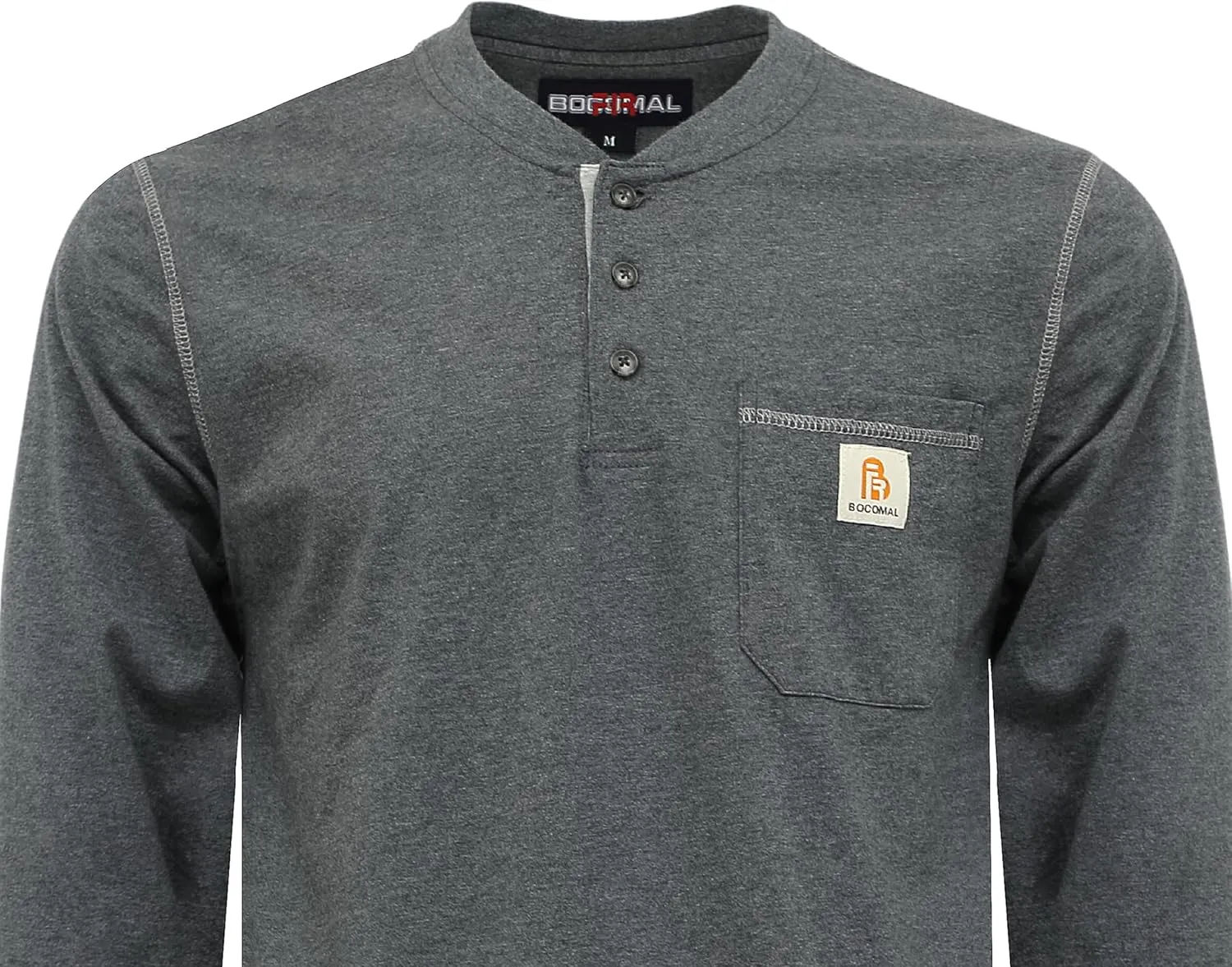 BOCOMAL FR Shirts for Men 5.5oz Lightweight Long Sleeve Work Henley Fire Resistant Shirt CAT2