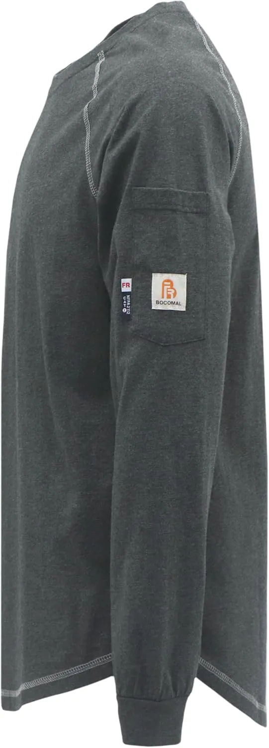 BOCOMAL FR Shirts Heather Series 6oz Flame Resistant T Shirt NFPA2112 CAT2 Fire Retardant Crew Work Shirt