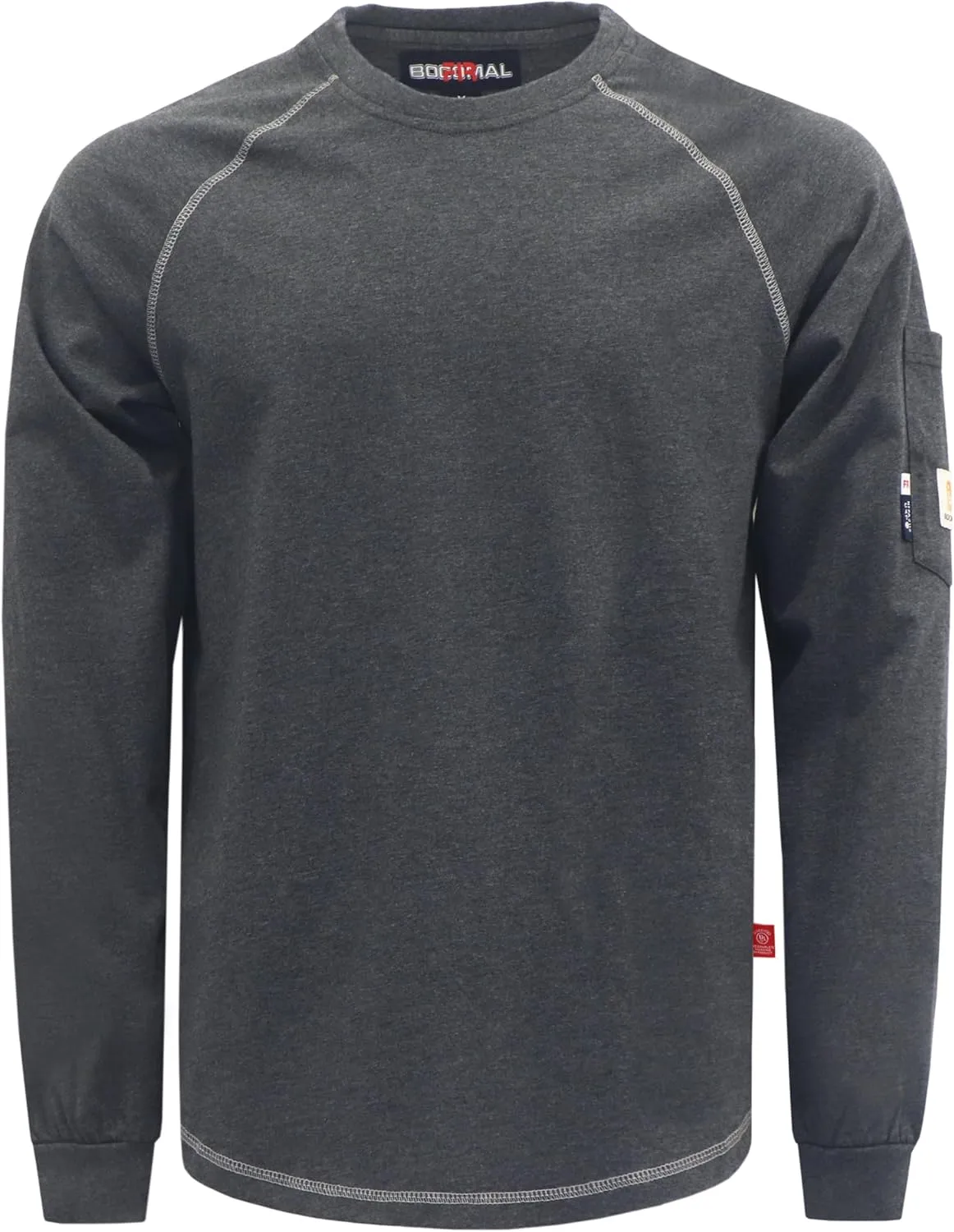 BOCOMAL FR Shirts Heather Series 6oz Flame Resistant T Shirt NFPA2112 CAT2 Fire Retardant Crew Work Shirt