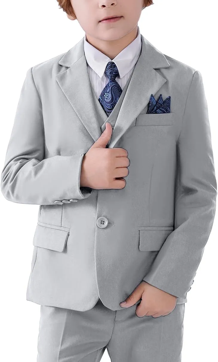 Boys Formal Suit Blazer Two-Button Jacket Coat for Kids School