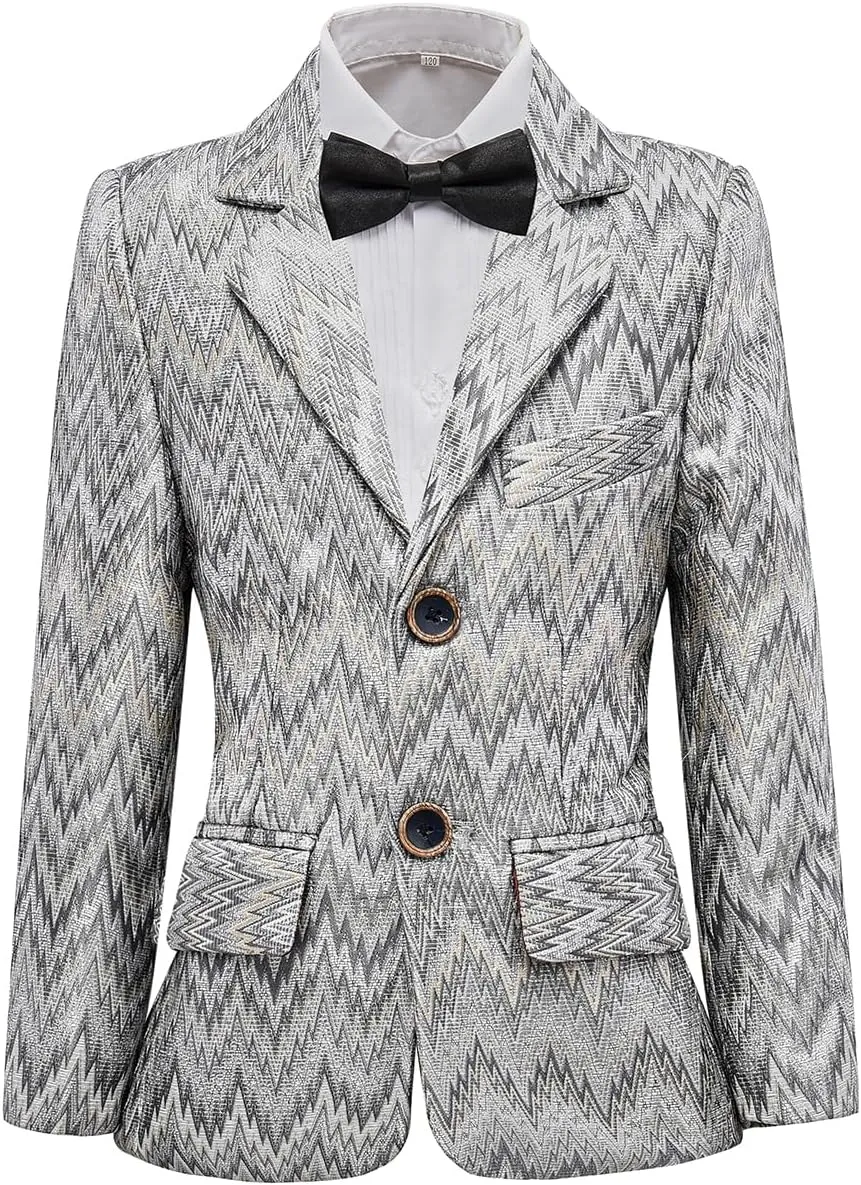 Boys Formal Suit Blazer Two-Button Jacket Coat for Kids School