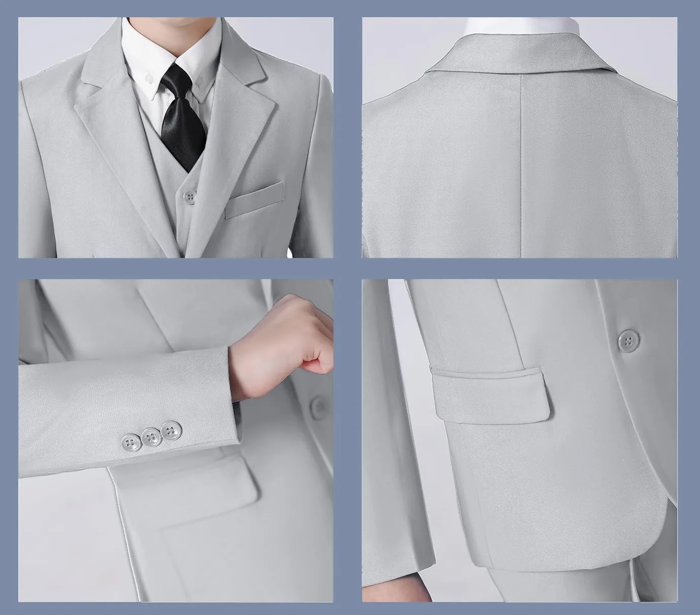 Boys Formal Suit Blazer Two-Button Jacket Coat for Kids School