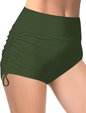 Buauty Women's Swim Shorts High Waisted Bathing Suit Bottoms Adjustable Side Tie Swimsuit Boy Short Pants Swimwear UPF50 