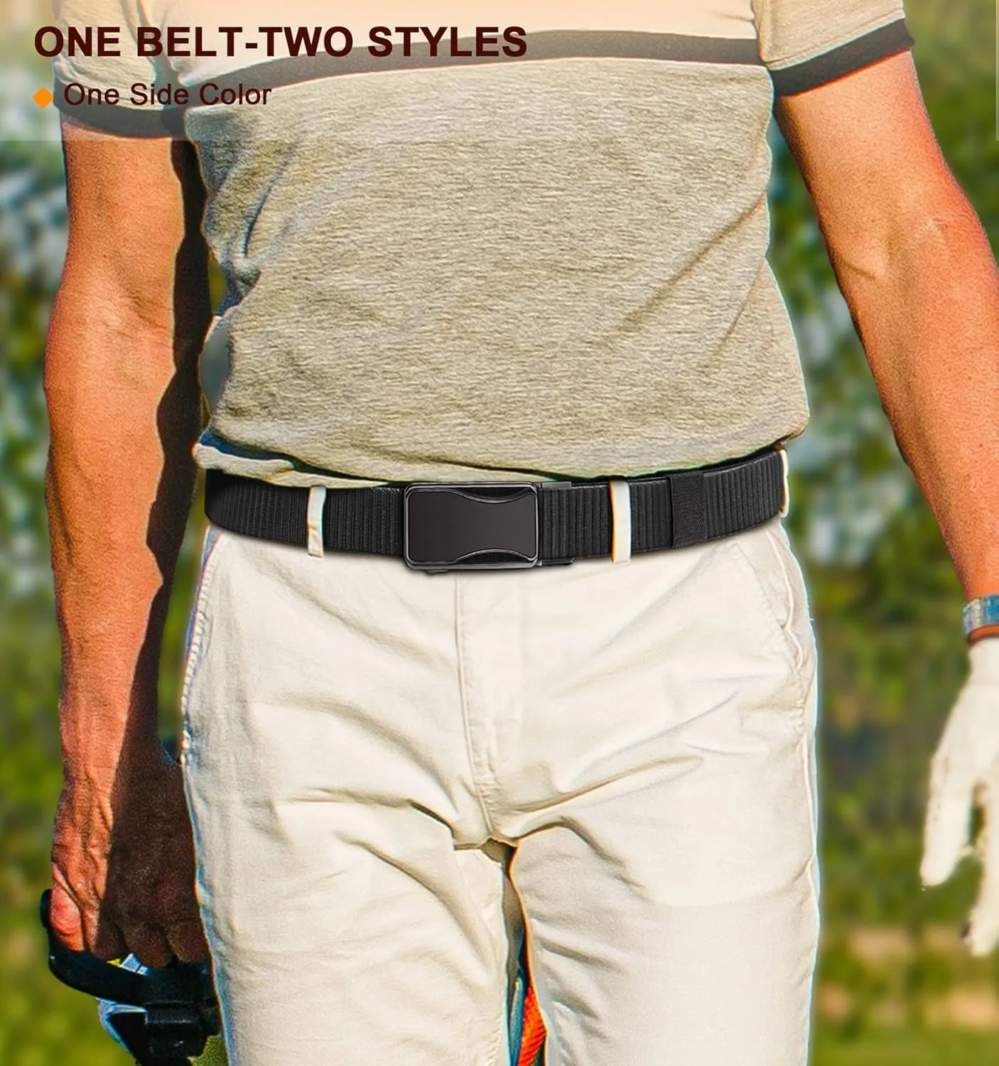 BULLIANT Mens Ratchet Belt Reversible,Web Nylon Casual Belt for Gift Men Golf Hiking Pants Jeans 2 In 1