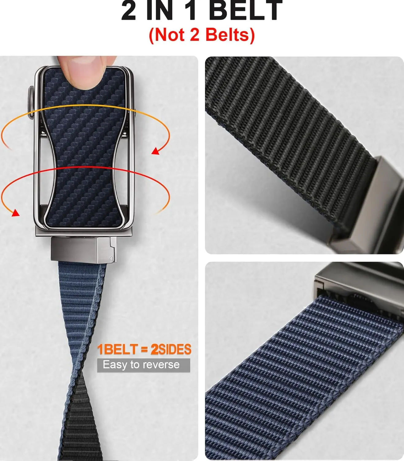 BULLIANT Mens Ratchet Belt Reversible,Web Nylon Casual Belt for Gift Men Golf Hiking Pants Jeans 2 In 1