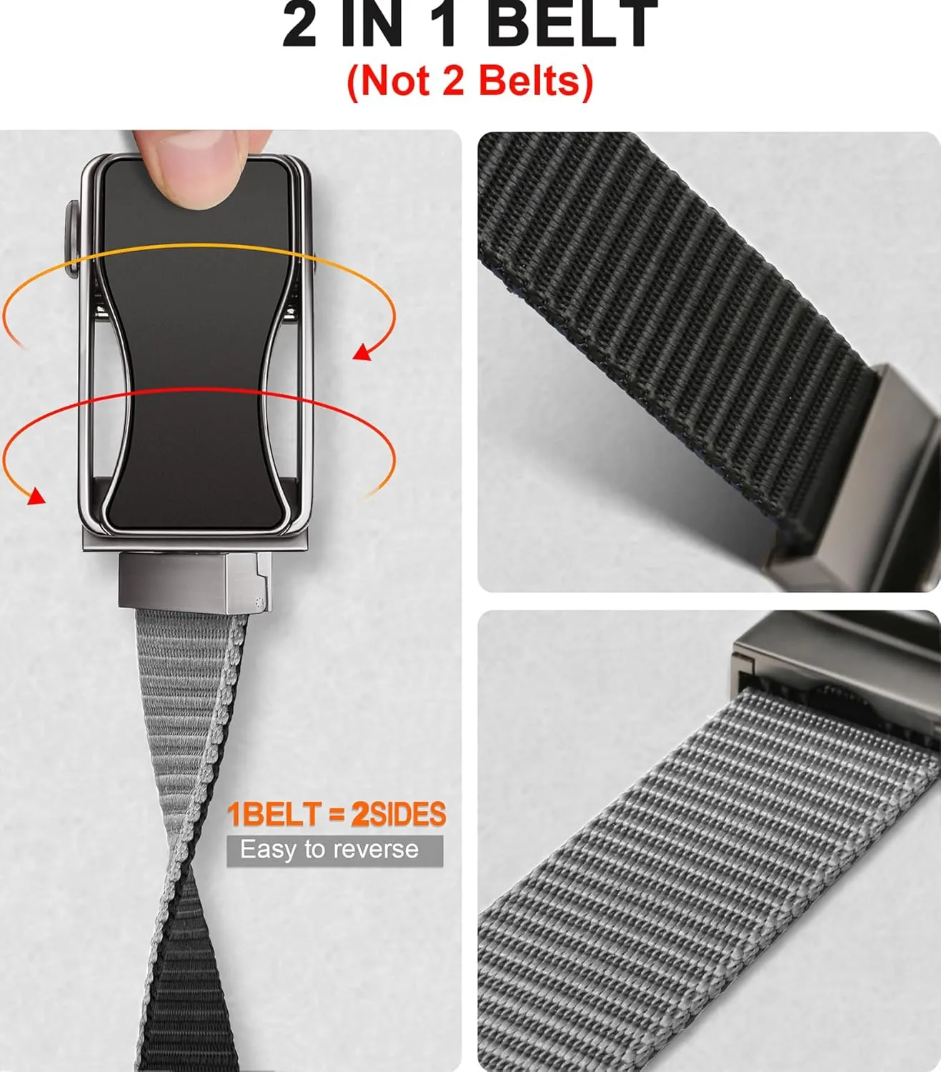 BULLIANT Mens Ratchet Belt Reversible,Web Nylon Casual Belt for Gift Men Golf Hiking Pants Jeans 2 In 1