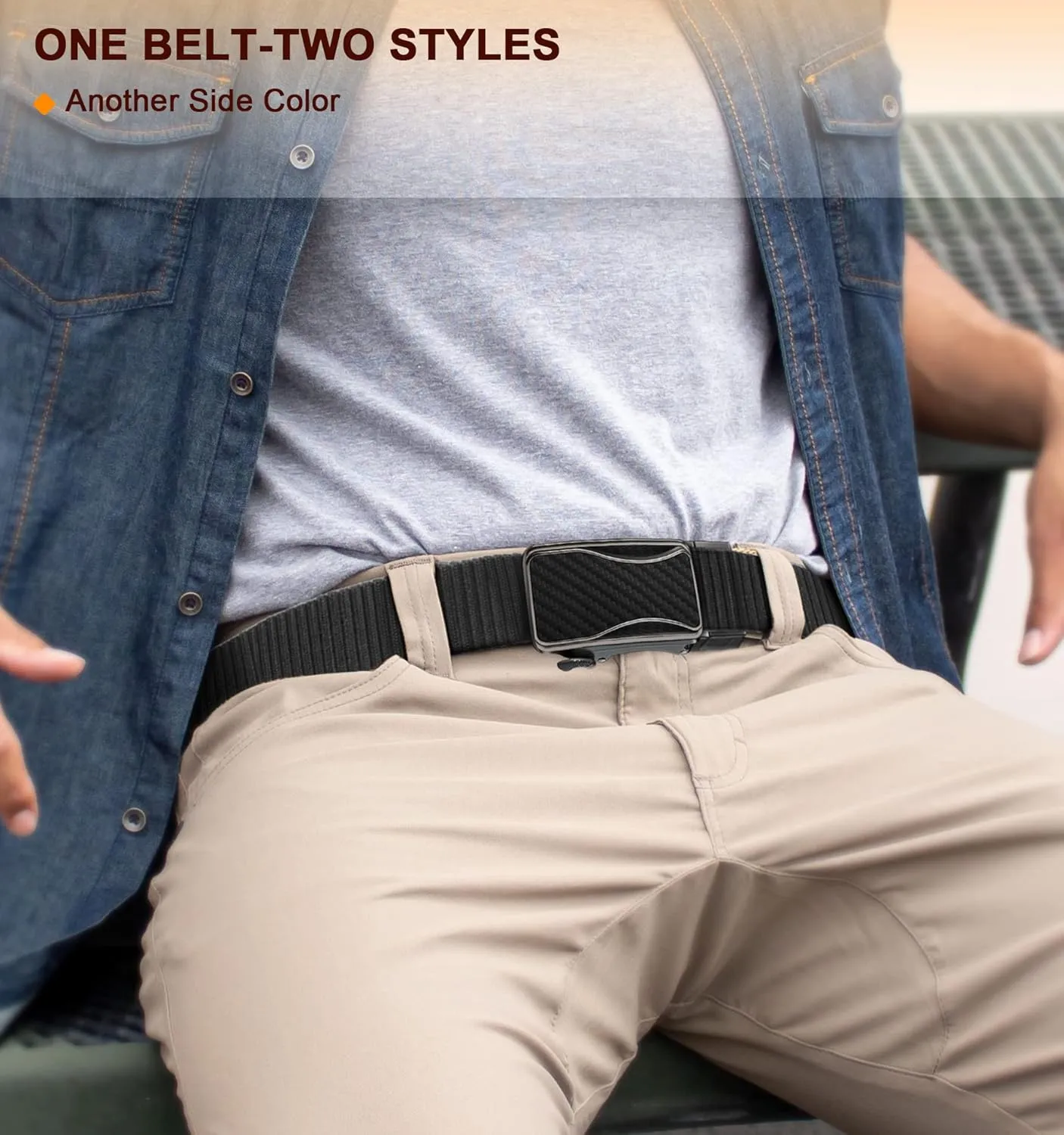 BULLIANT Mens Ratchet Belt Reversible,Web Nylon Casual Belt for Gift Men Golf Hiking Pants Jeans 2 In 1