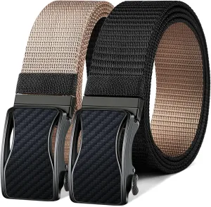 BULLIANT Mens Ratchet Belt Reversible,Web Nylon Casual Belt for Gift Men Golf Hiking Pants Jeans 2 In 1