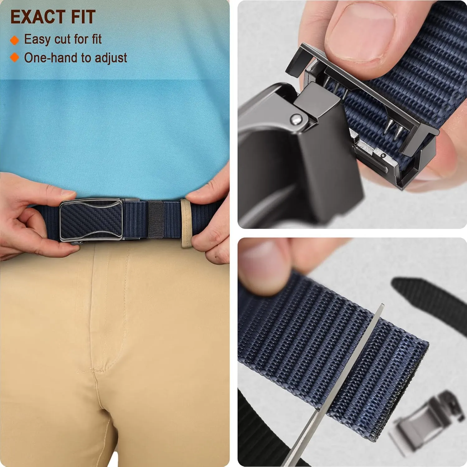 BULLIANT Mens Ratchet Belt Reversible,Web Nylon Casual Belt for Gift Men Golf Hiking Pants Jeans 2 In 1
