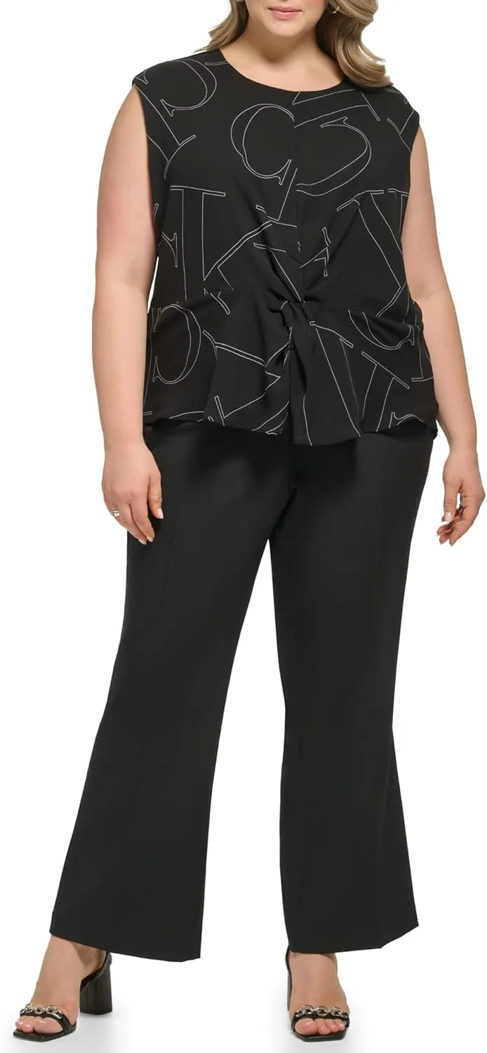 Calvin Klein Plus Size Twist-Front Logo-Print Top