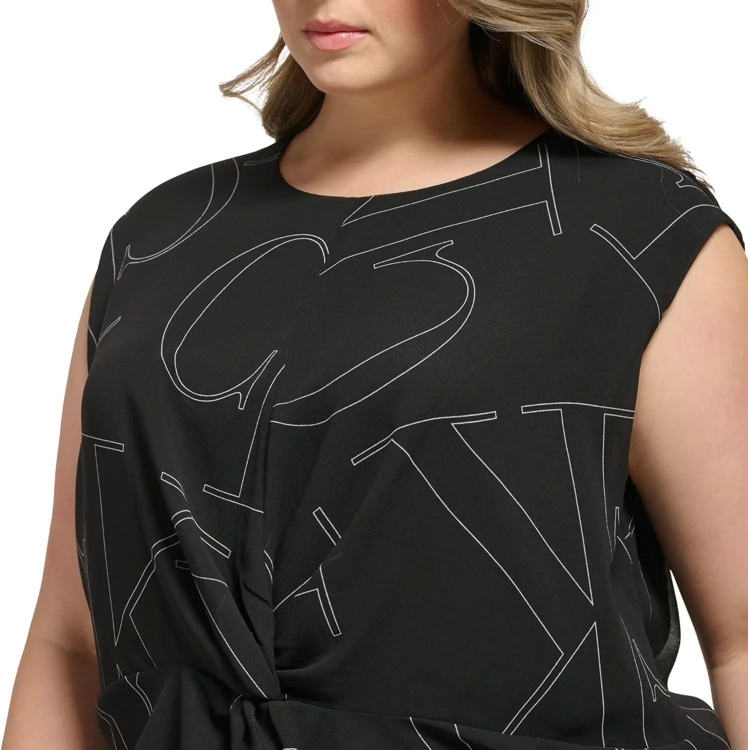 Calvin Klein Plus Size Twist-Front Logo-Print Top