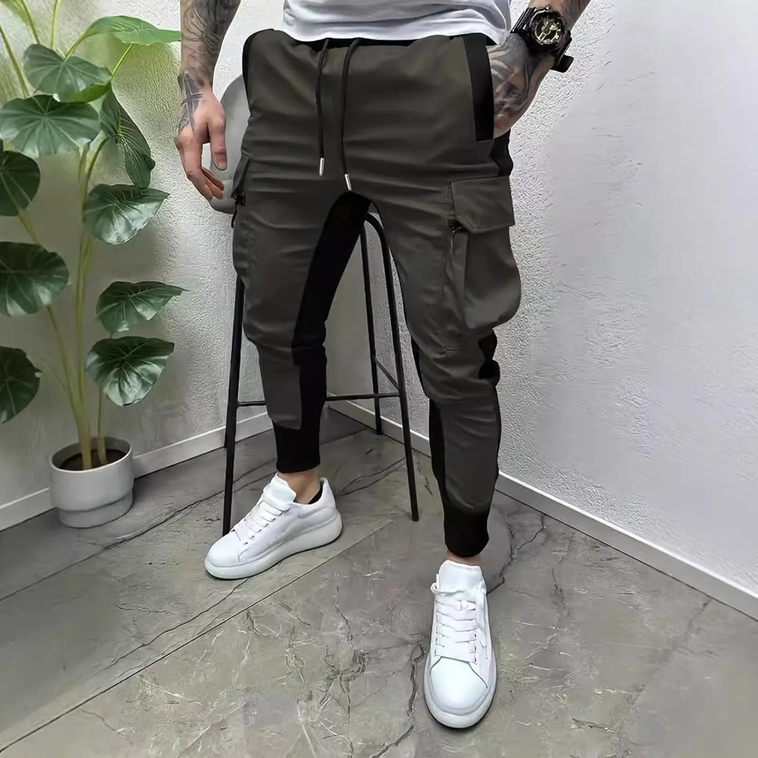 Cargo Pants for Men Men's Spring Summer and Autumn Casual Mid Elastic Multi Pocket Slim Fit Overalls Outdoor Pantalones