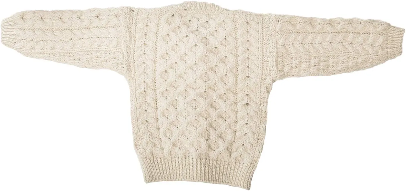 Carraig Donn Irish Kids Cardigan Sweater 100% Merino Wool Cable Knit for Toddler