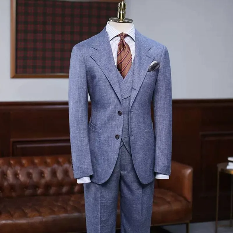 Chic Blue Notched Lapel Three Pieces Formal Business Suits Wedding Suits for Men