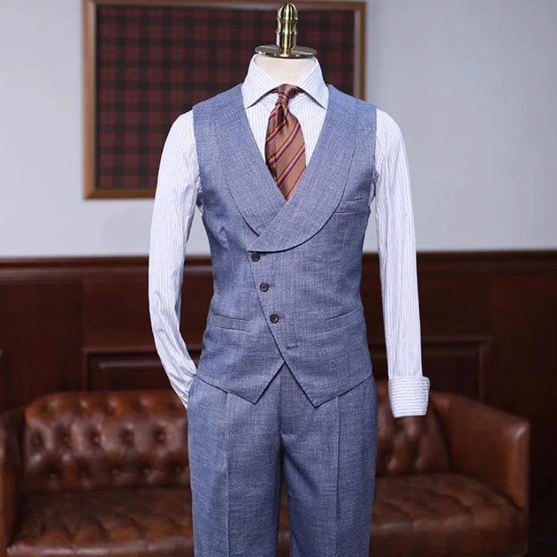 Chic Blue Notched Lapel Three Pieces Formal Business Suits Wedding Suits for Men