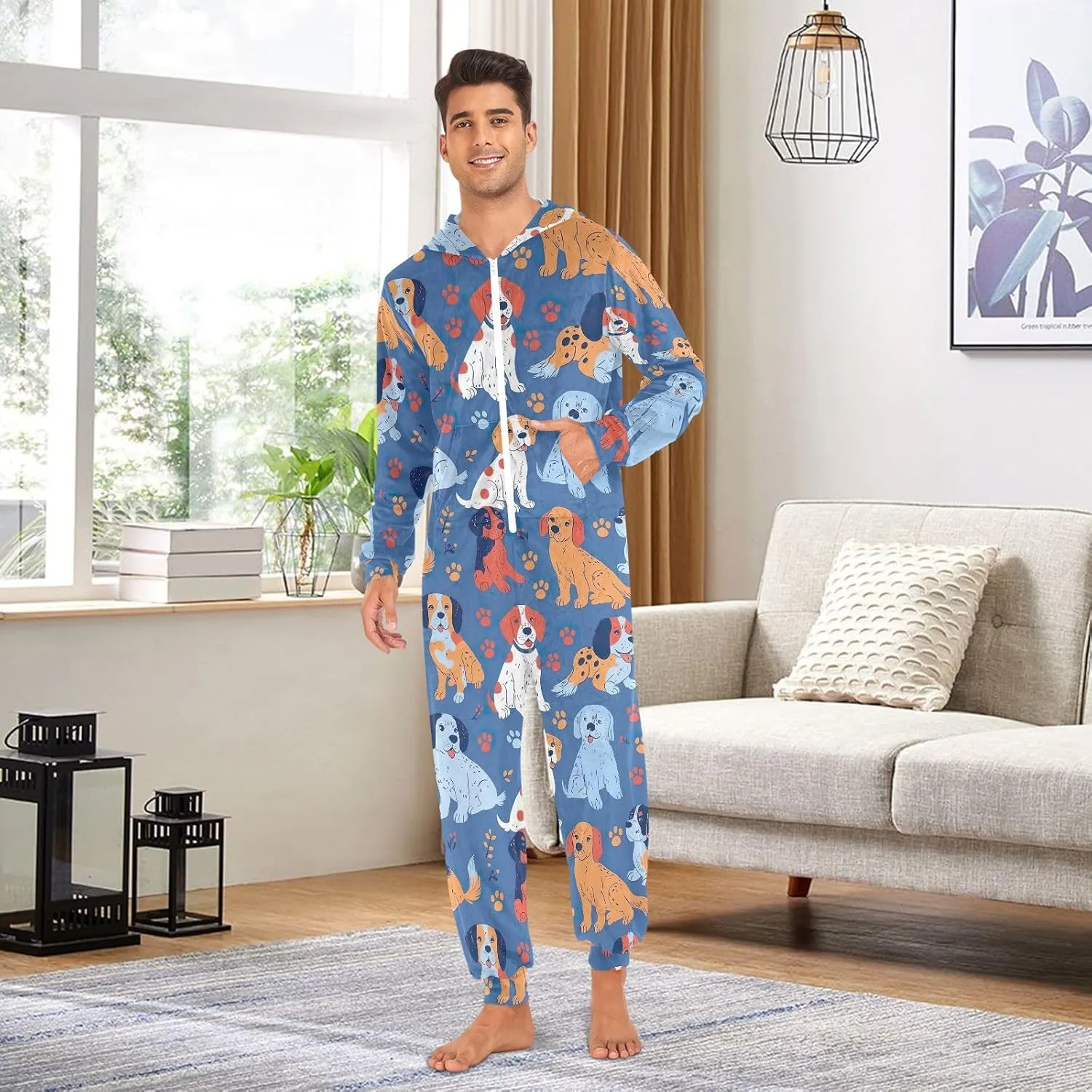 CHIFIGNO Pajama Onesie for Adults One-Piece Halloween Costume Christmas Sleepwear Onesie Outfit Lounge Wear