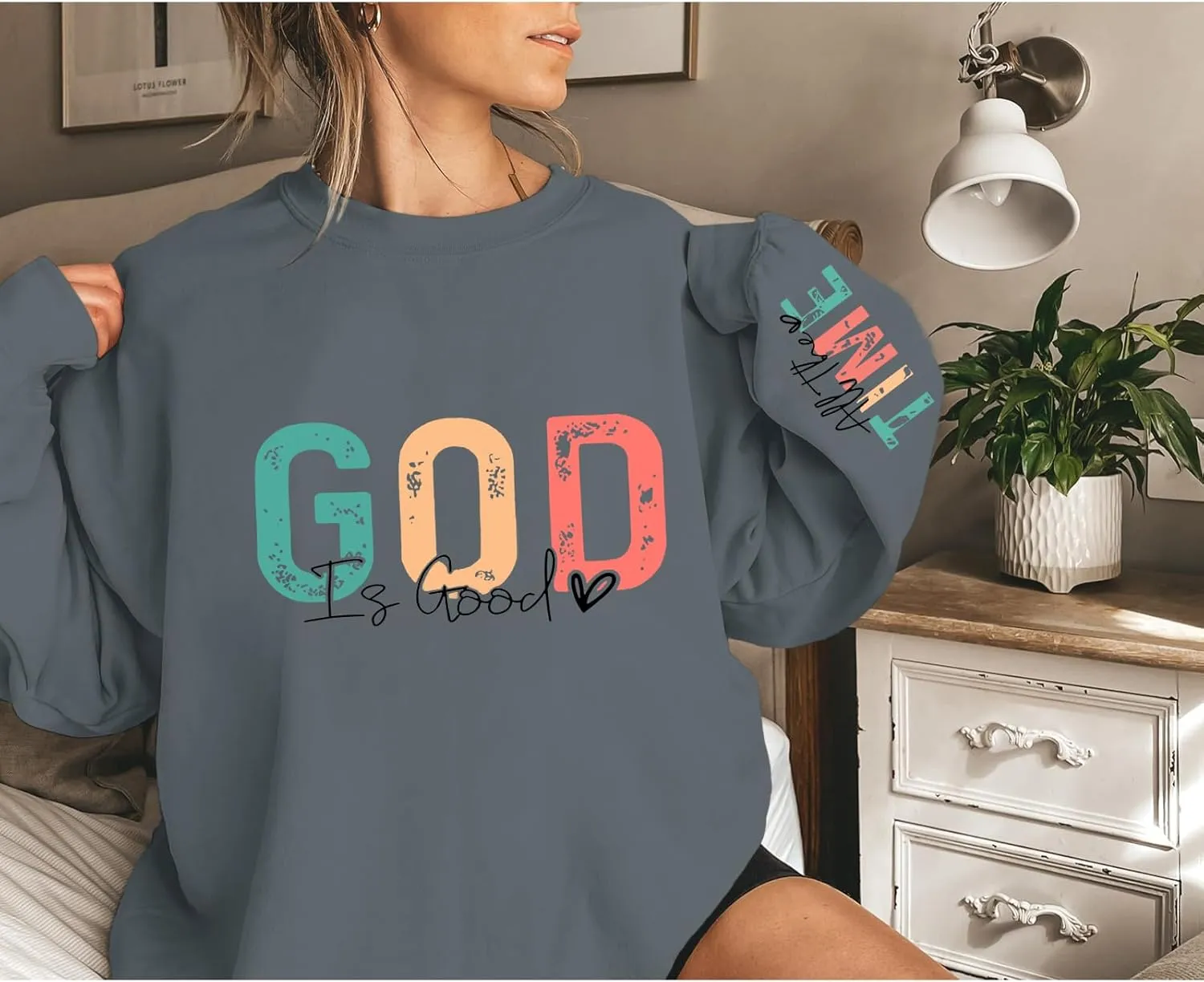 Christian God Is Good Sweatshirt for Women Oversized Religious Jesus Faith Shirts Inspirational Bible Verse Pullover