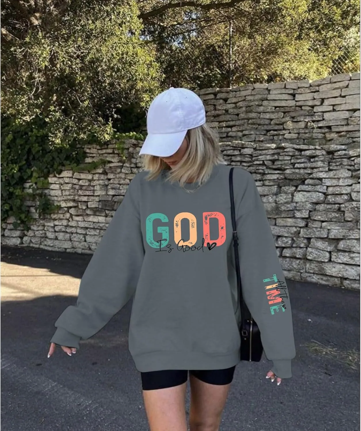 Christian God Is Good Sweatshirt for Women Oversized Religious Jesus Faith Shirts Inspirational Bible Verse Pullover