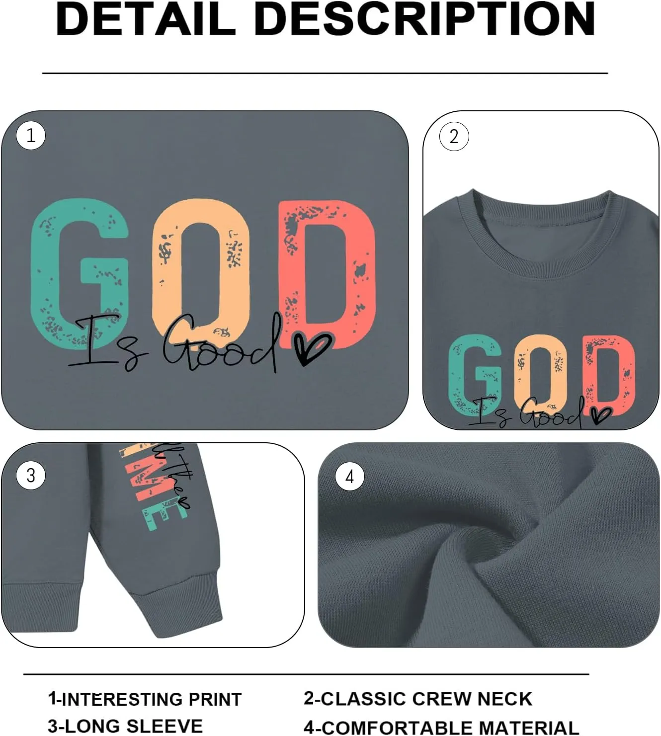 Christian God Is Good Sweatshirt for Women Oversized Religious Jesus Faith Shirts Inspirational Bible Verse Pullover