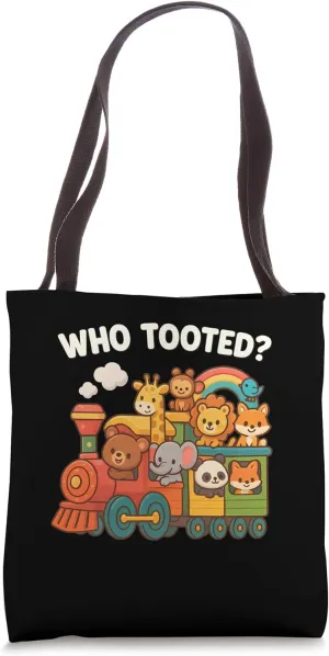 Colorful Cartoon Who Tooted Cute Express Funny Animal Train Tote Bag