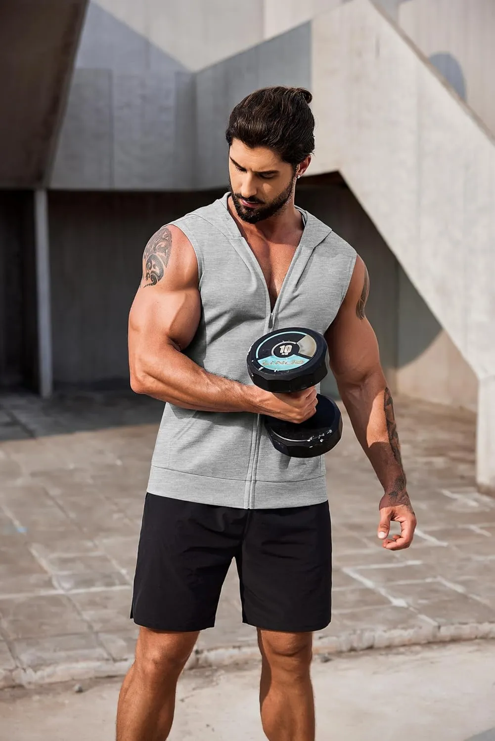 COOFANDY Men's Workout Hooded Tank Tops 2 Pack Zip Up Sleeveless Gym Shirts Muscle Cut Off T Shirt Bodybuilding Hoodies