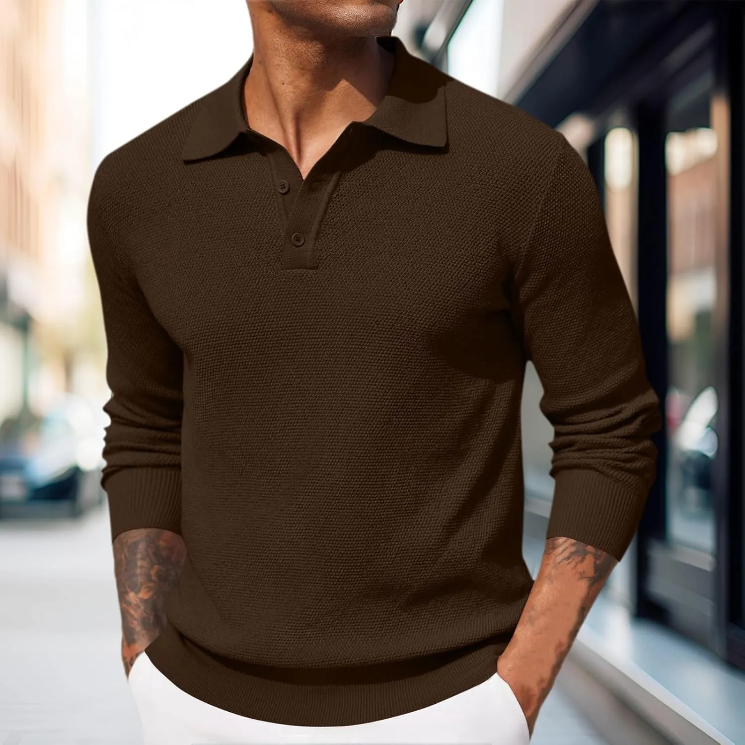 Cotton Long Sleeve Shirt Men Long Sleeved Shirt Mens Polo T Shirts Trucker Shirts for Men Men's Quarter Zip