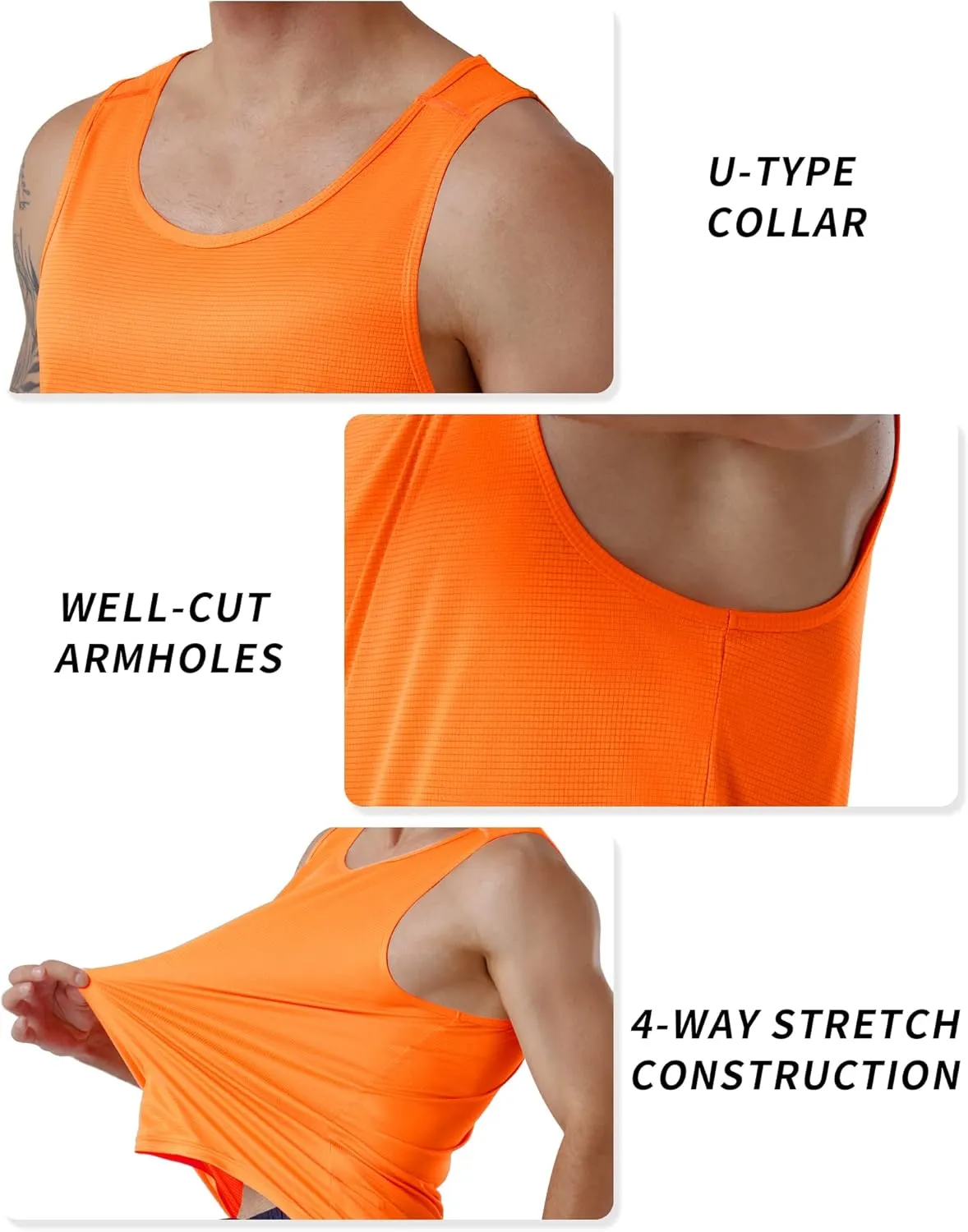 CQC Men's Sleeveless Shirts Gym Workout Running Quick Dry Tank Top Beach Swim Muscle Athletic Shirt