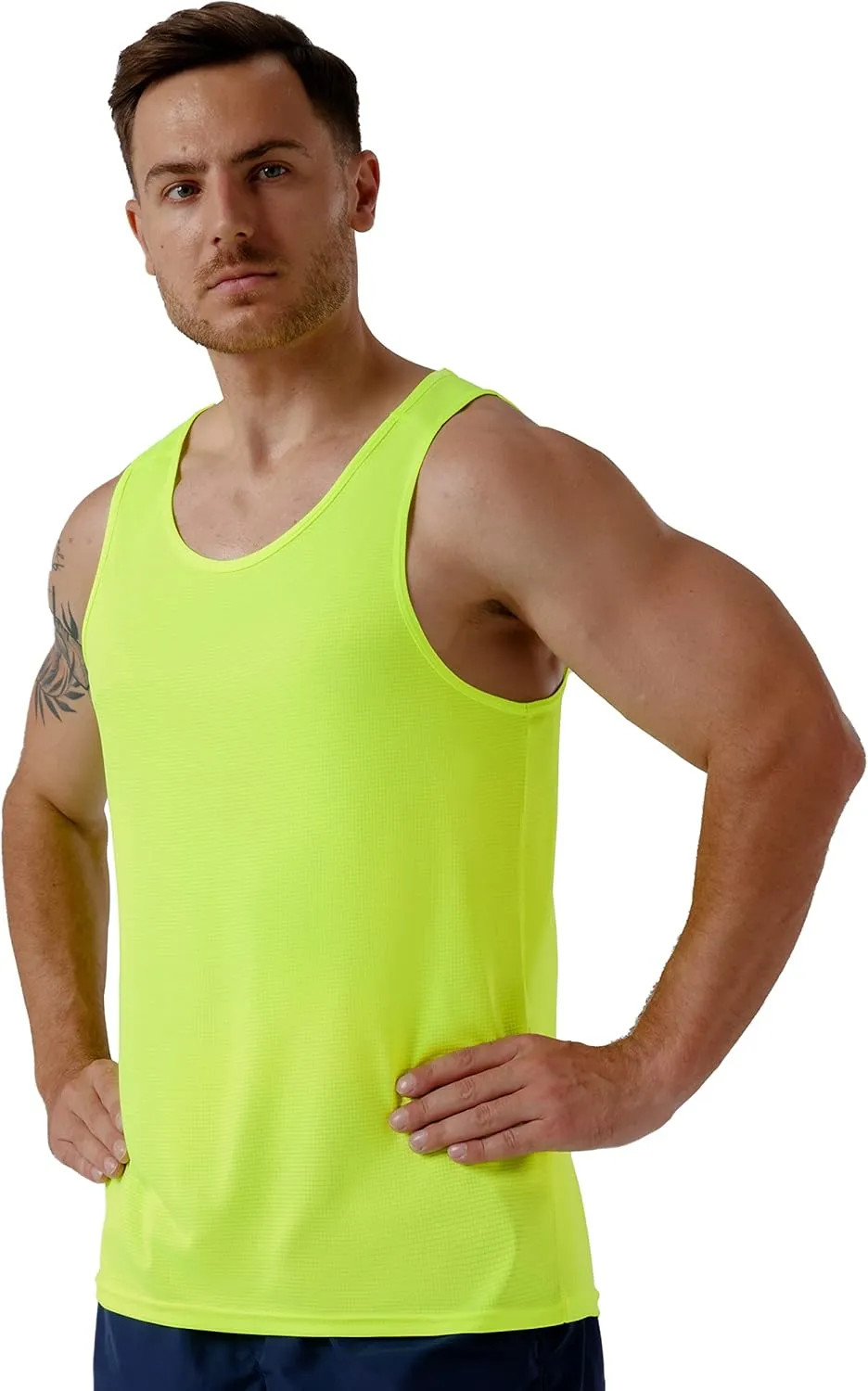 CQC Men's Sleeveless Shirts Gym Workout Running Quick Dry Tank Top Beach Swim Muscle Athletic Shirt