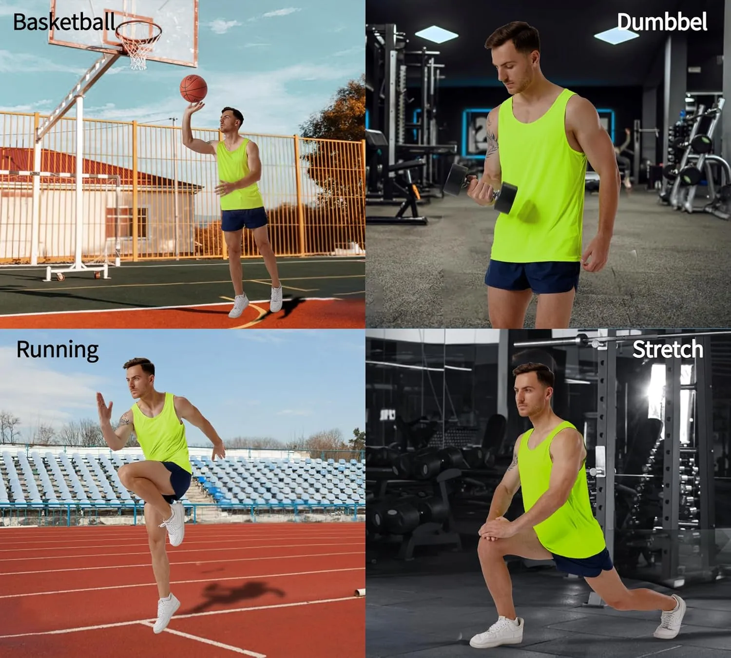 CQC Men's Sleeveless Shirts Gym Workout Running Quick Dry Tank Top Beach Swim Muscle Athletic Shirt
