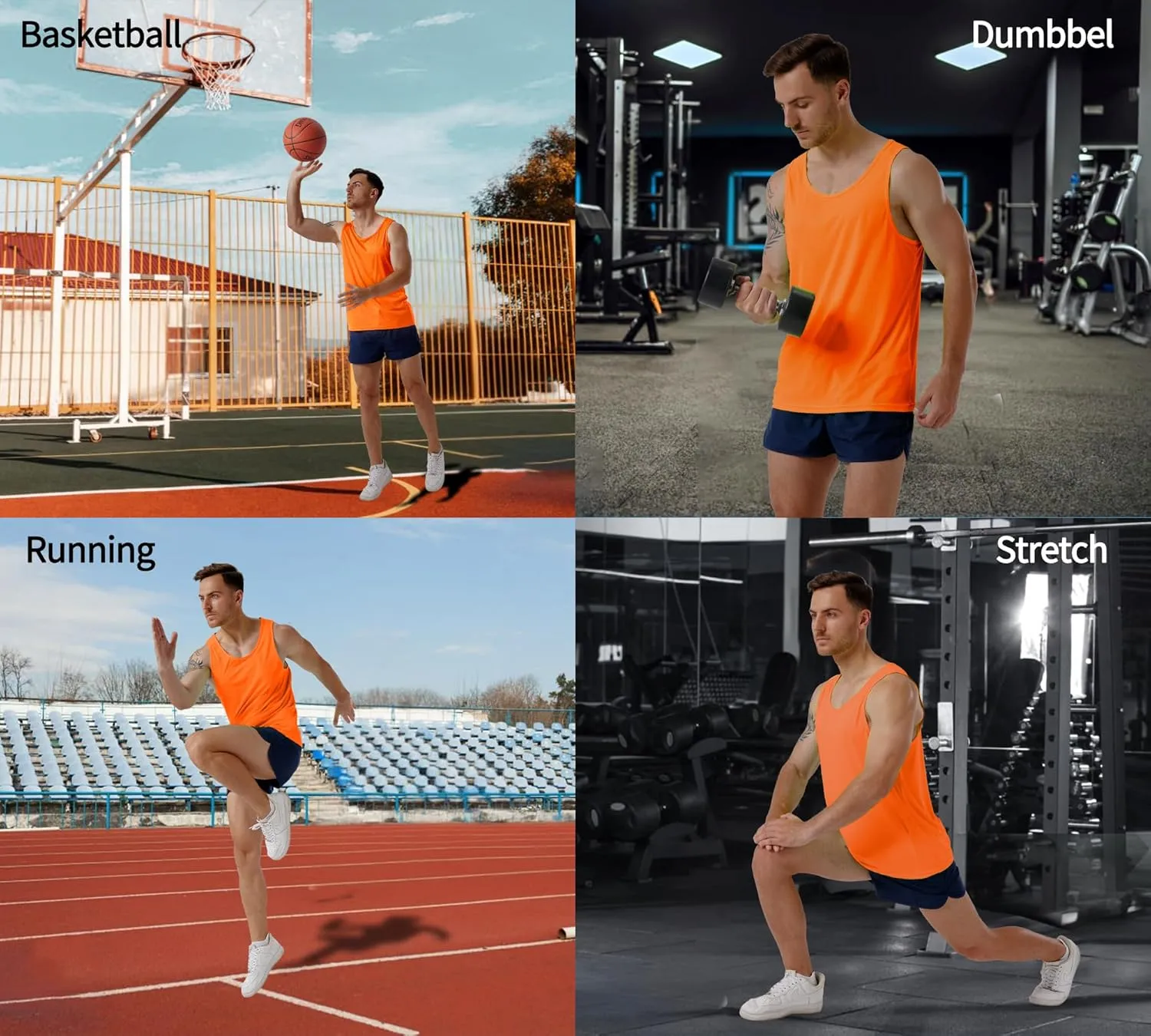 CQC Men's Sleeveless Shirts Gym Workout Running Quick Dry Tank Top Beach Swim Muscle Athletic Shirt
