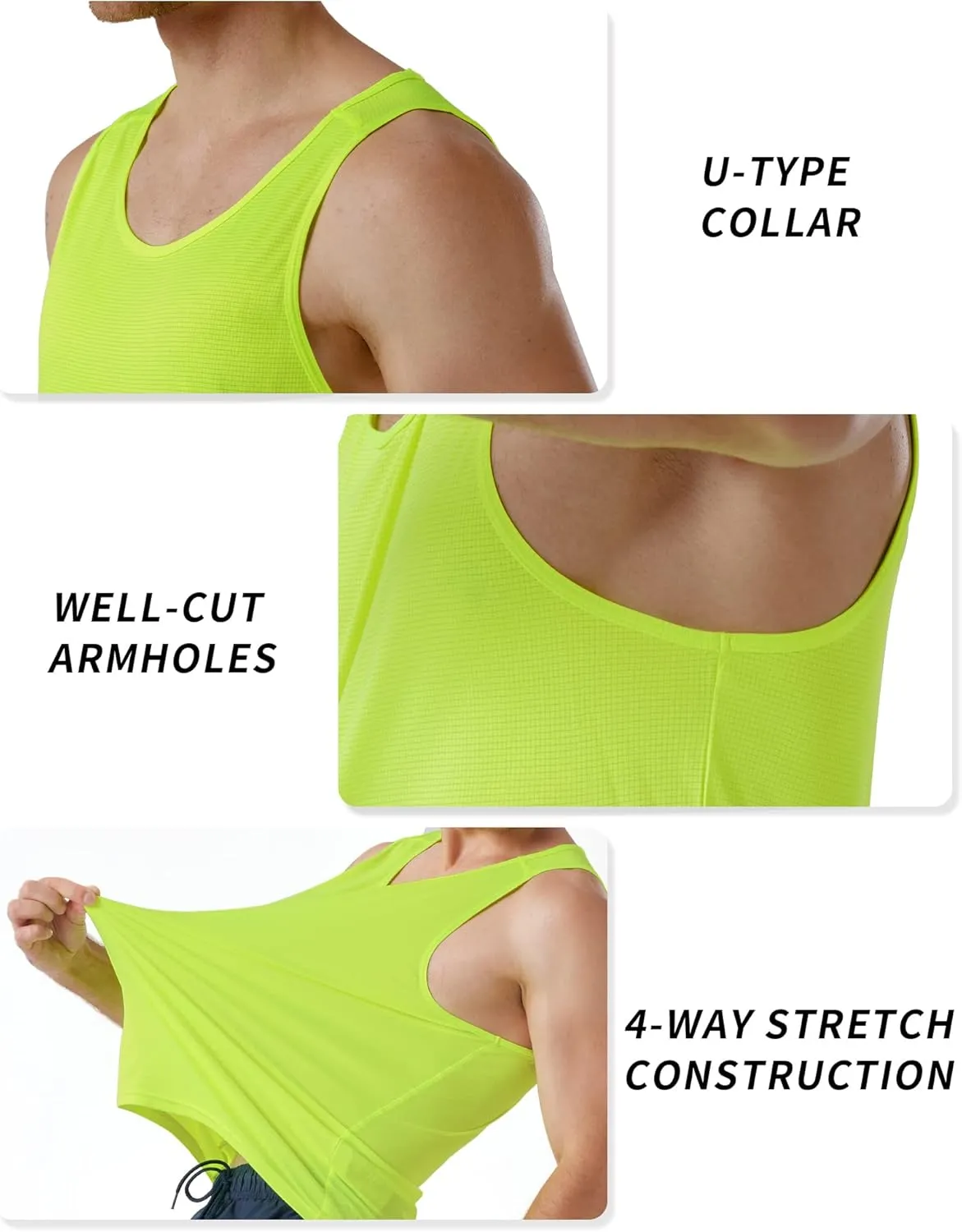 CQC Men's Sleeveless Shirts Gym Workout Running Quick Dry Tank Top Beach Swim Muscle Athletic Shirt