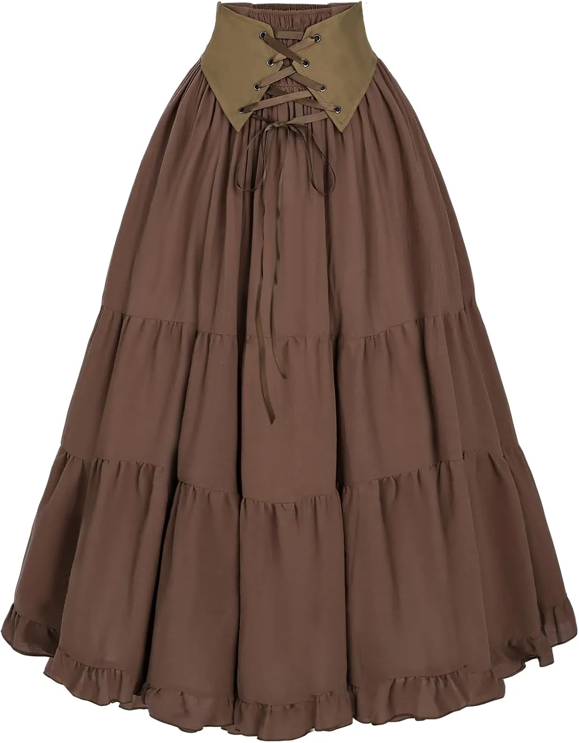 CR ROLECOS Womens Renaissance Skirt Victorian Lace-up High Waist Peasant Long Skirt
